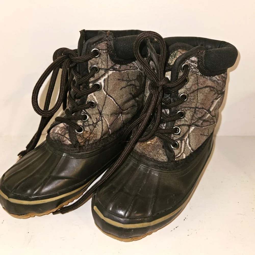 Game Winner Boys Hunting Boots Black Brown Camo Thrm Lace Up Youth 11